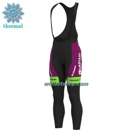 Fietsbroek Lang met Bretels 2022 Bardiani-CSF Faizane Winter Thermal Fleece - Lila Groen